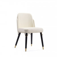 Manhattan Comfort DC042-CR Estelle Cream and Black Faux Leather Dining Chair